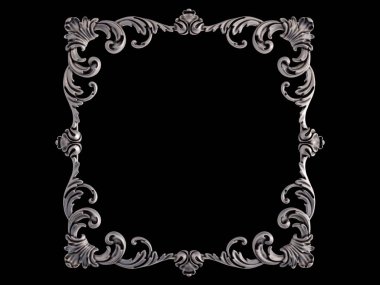 Siyah bir arka plan üzerinde krom süsleme. İzole