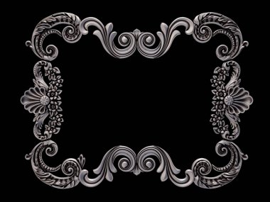 Siyah bir arka plan üzerinde krom süsleme. İzole