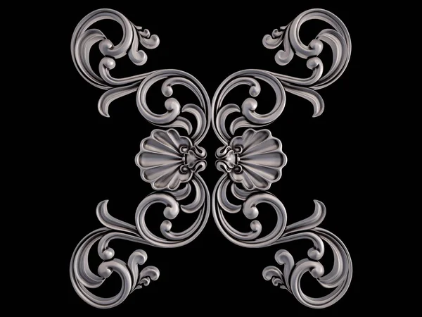 Chrome ornament on a black background. Isolated — Stock Photo, Image