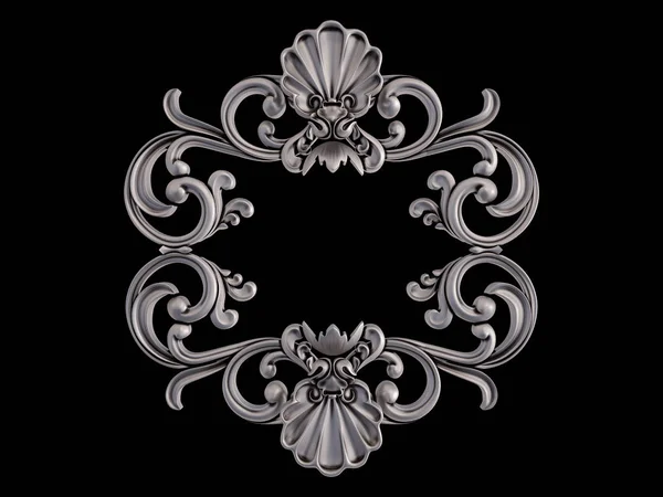 Ornamento cromato su sfondo nero. Isolato — Foto Stock