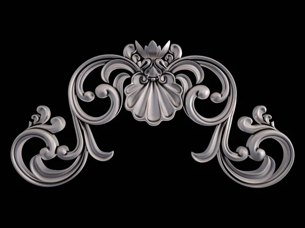 Chrome ornament on a black background. Isolated — Stock Photo, Image