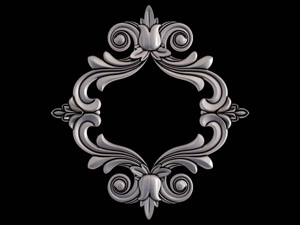 Chrome ornament on a black background. Isolated — Stock Photo, Image