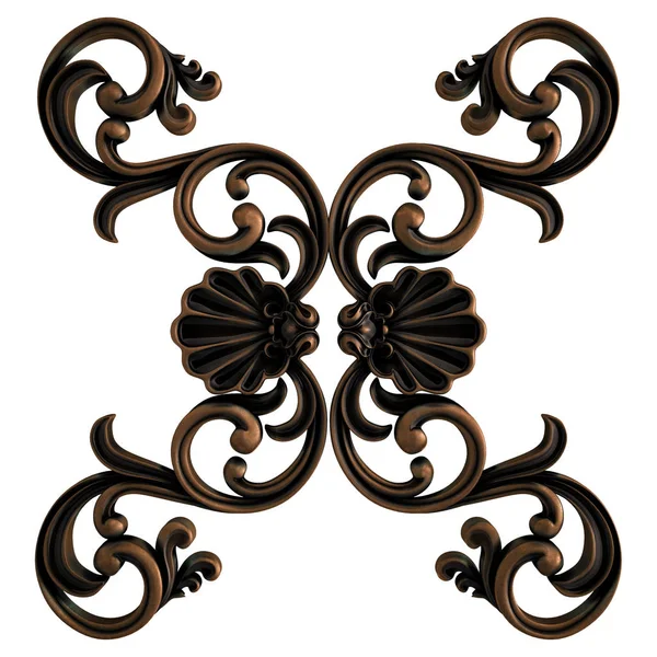 Ornamento Bronze em um fundo branco. Isolados — Fotografia de Stock