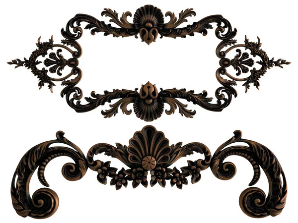 Ornamento Bronze em um fundo branco. Isolados — Fotografia de Stock