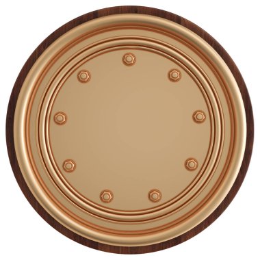 Metal plaka beyaz zemin üzerine altın izole