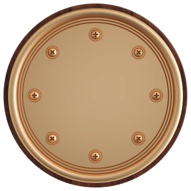 Metal plaka beyaz zemin üzerine altın izole