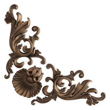 Beyaz bir arka plan üzerinde süsleme bronz. İzole