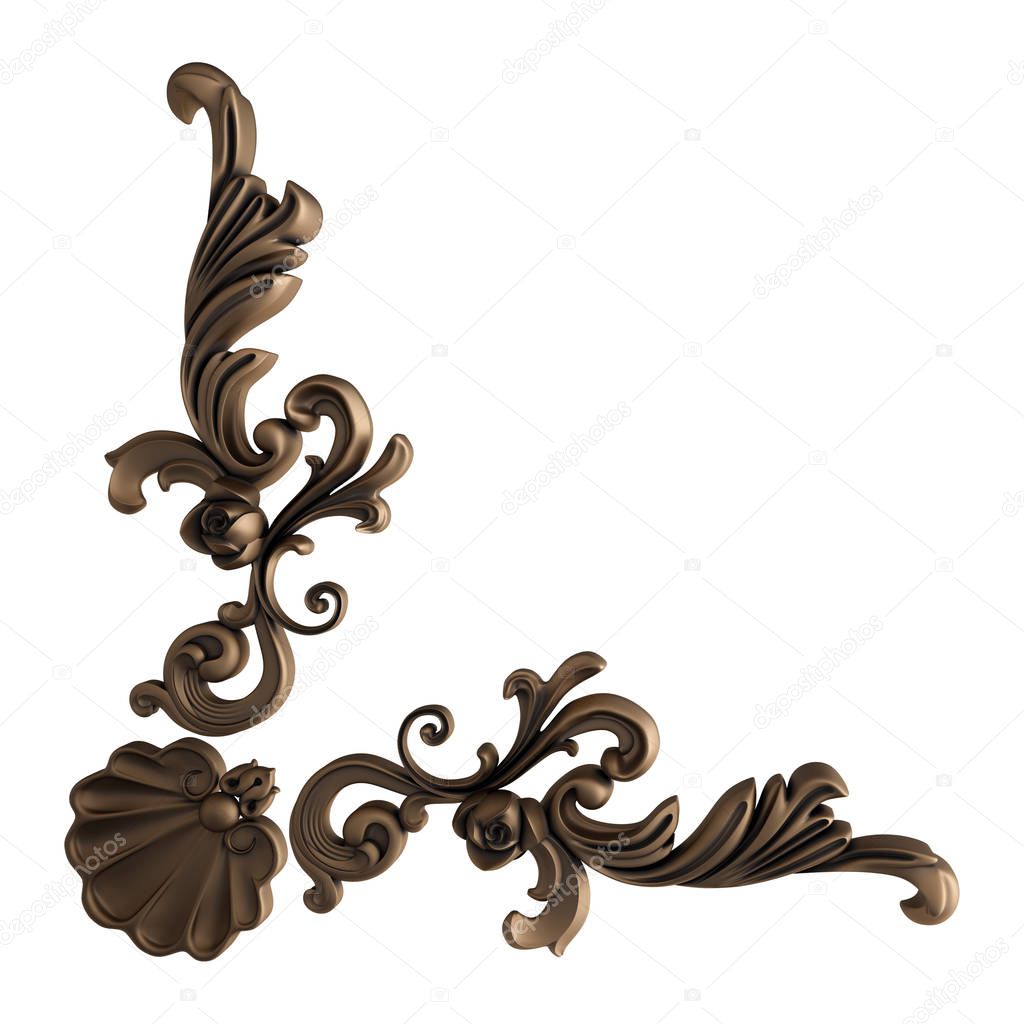 Ornament Bronze on a white background. Isolated