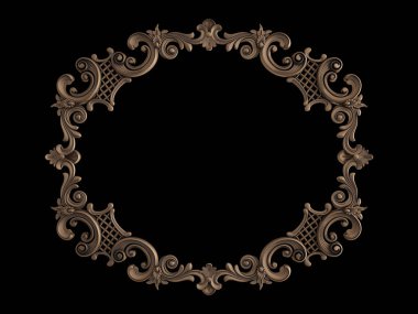 Siyah bir zemin üzerine süs bronz. İzole