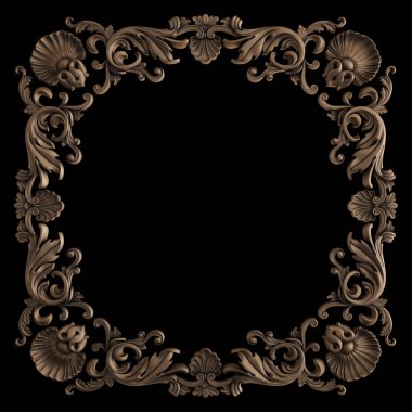 Siyah bir zemin üzerine süs bronz. İzole