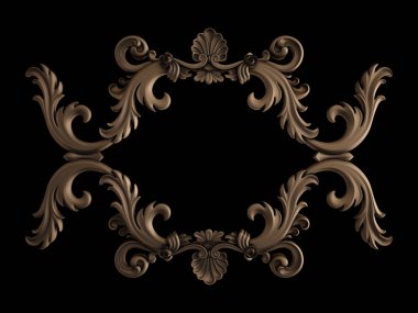 Siyah bir zemin üzerine süs bronz. İzole