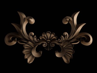 Siyah bir zemin üzerine süs bronz. İzole