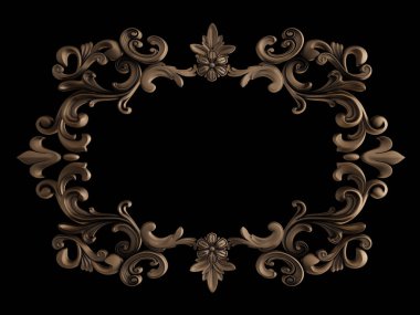 Siyah bir zemin üzerine süs bronz. İzole