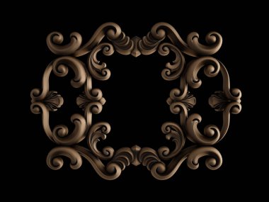 Siyah bir zemin üzerine süs bronz. İzole