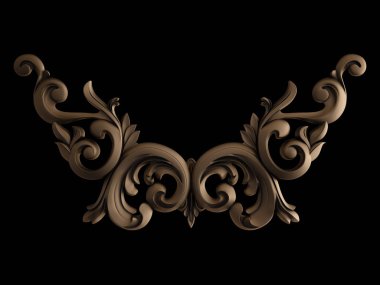 Siyah bir zemin üzerine süs bronz. İzole