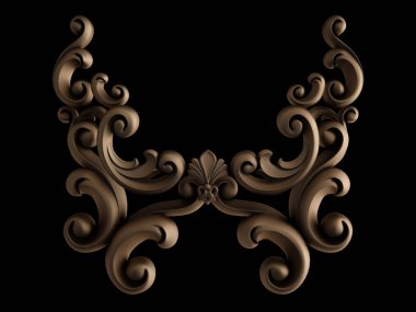 Siyah bir zemin üzerine süs bronz. İzole