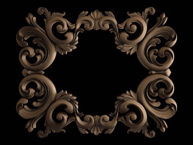 Siyah bir zemin üzerine süs bronz. İzole