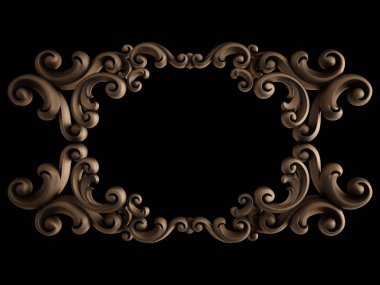 Siyah bir zemin üzerine süs bronz. İzole