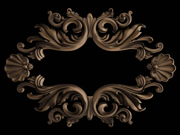 Ornament Bronze on a black background. Isolated — Stock Photo, Image