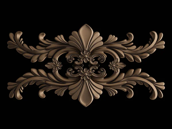 Ornament Bronze on a black background. Isolated — Stock Photo, Image