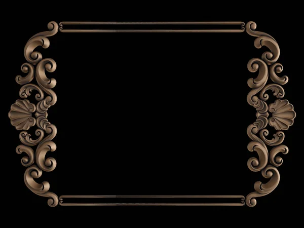 Ornament bronz na černém pozadí. Izolovaný — Stock fotografie