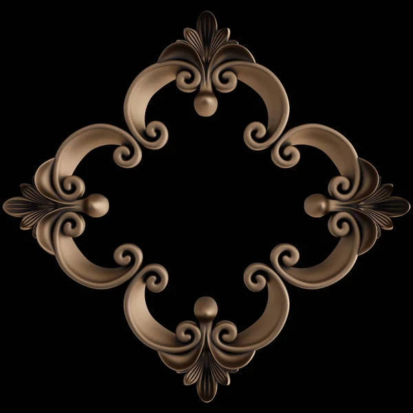 Ornament Bronze on a black background. Isolated — Stock Photo, Image