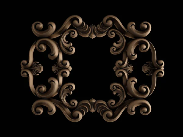 Bronzen ornament op een zwarte achtergrond. Geïsoleerd — Stockfoto