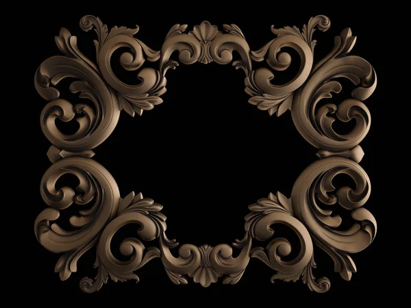 Siyah bir zemin üzerine süs bronz. İzole