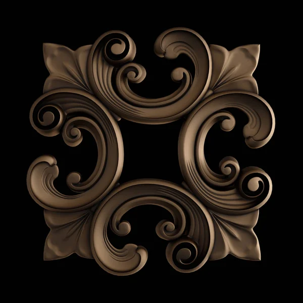 Ornament Bronze on a black background. Isolated — Stock Photo, Image