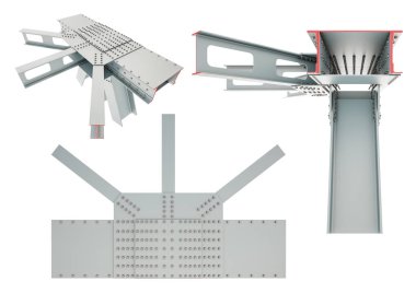 Beyaz bir arka plan üzerinde ışın yapı çeliği. İzole