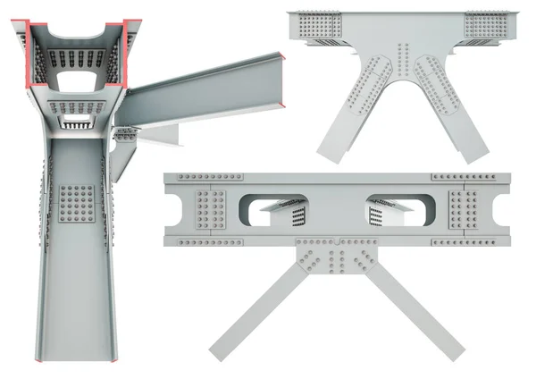 Staalconstructie lichtbundel op een witte achtergrond. Geïsoleerd — Stockfoto