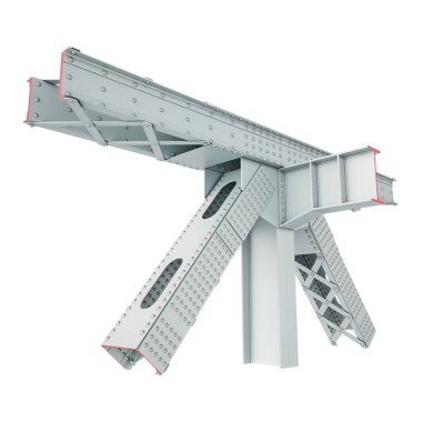 Beyaz bir arka plan üzerinde ışın yapı çeliği. İzole