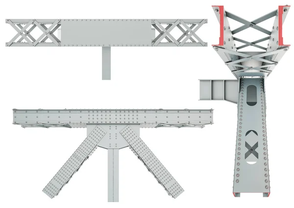 Estrutura de viga de aço em um fundo branco. Isolados — Fotografia de Stock