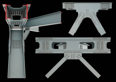 Siyah bir arka plan ışın yapı çeliği. İzole