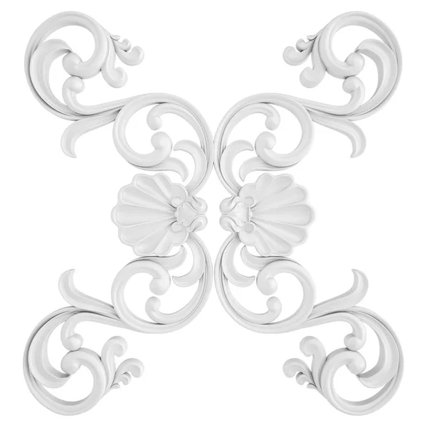 Ornamento branco em um fundo branco. Isolados — Fotografia de Stock