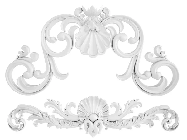 Ornamento branco em um fundo branco. Isolados — Fotografia de Stock