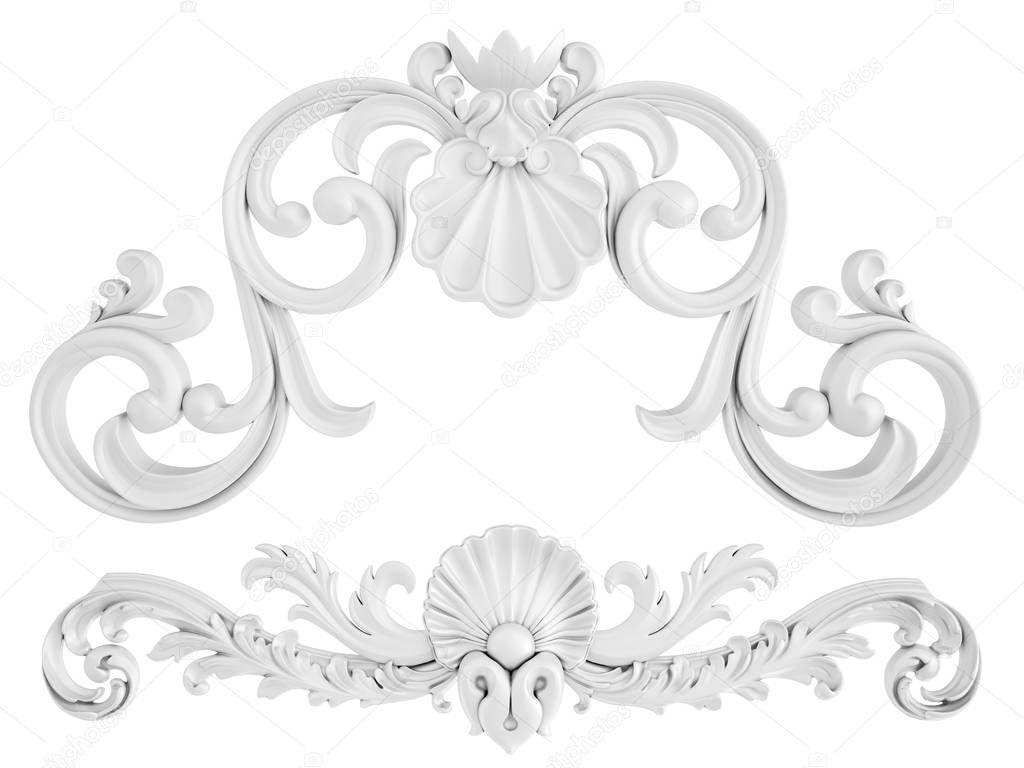 White ornament on a white background. Isolated