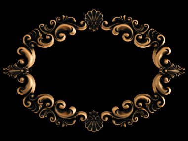 Yaşlı siyah bir zemin üzerine altın süs. İzole