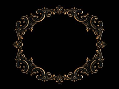 Yaşlı siyah bir zemin üzerine altın süs. İzole