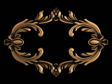 Yaşlı siyah bir zemin üzerine altın süs. İzole