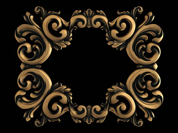 Aged gold ornament on a black background. Isolated — Stock Photo, Image