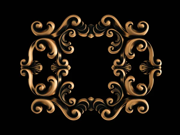 Ornamento in oro invecchiato su sfondo nero. Isolato — Foto Stock