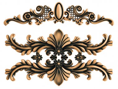 Beyaz bir arka plan üzerinde bronz süs. İzole