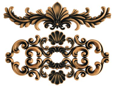 Beyaz bir arka plan üzerinde bronz süs. İzole