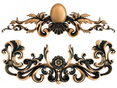 Beyaz bir arka plan üzerinde bronz süs. İzole