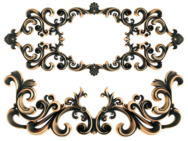 Ornamento de bronze em um fundo branco. Isolados — Fotografia de Stock