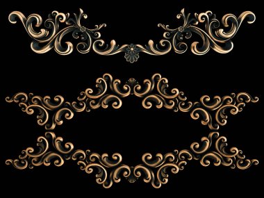 Bronz süs siyah bir arka plan. İzole