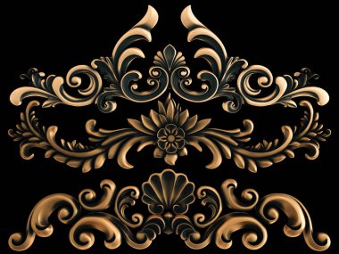 Bronz süs siyah bir arka plan. İzole