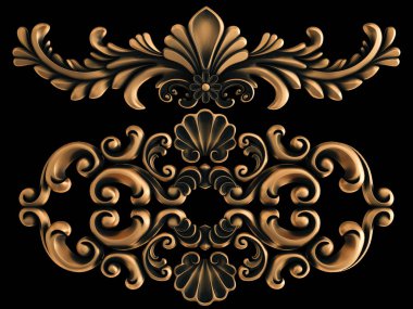 Bronz süs siyah bir arka plan. İzole