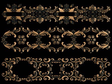 Bronz süs siyah bir arka plan. İzole